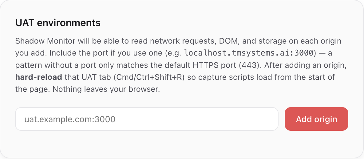Empty UAT environments form