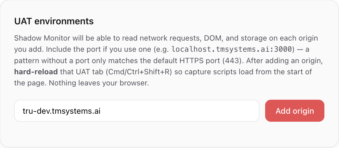 Hostname typed before adding origin